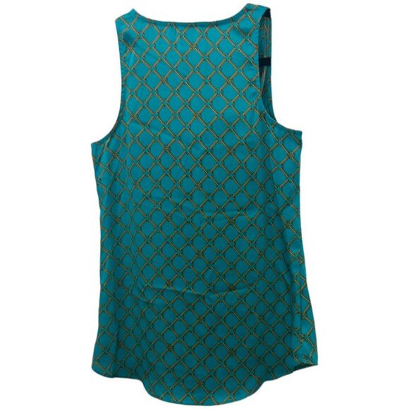 Michael Kors Teal Sleeveless Blouse Size - XS Gold Chain Print Detail Top - Picture 3 of 10